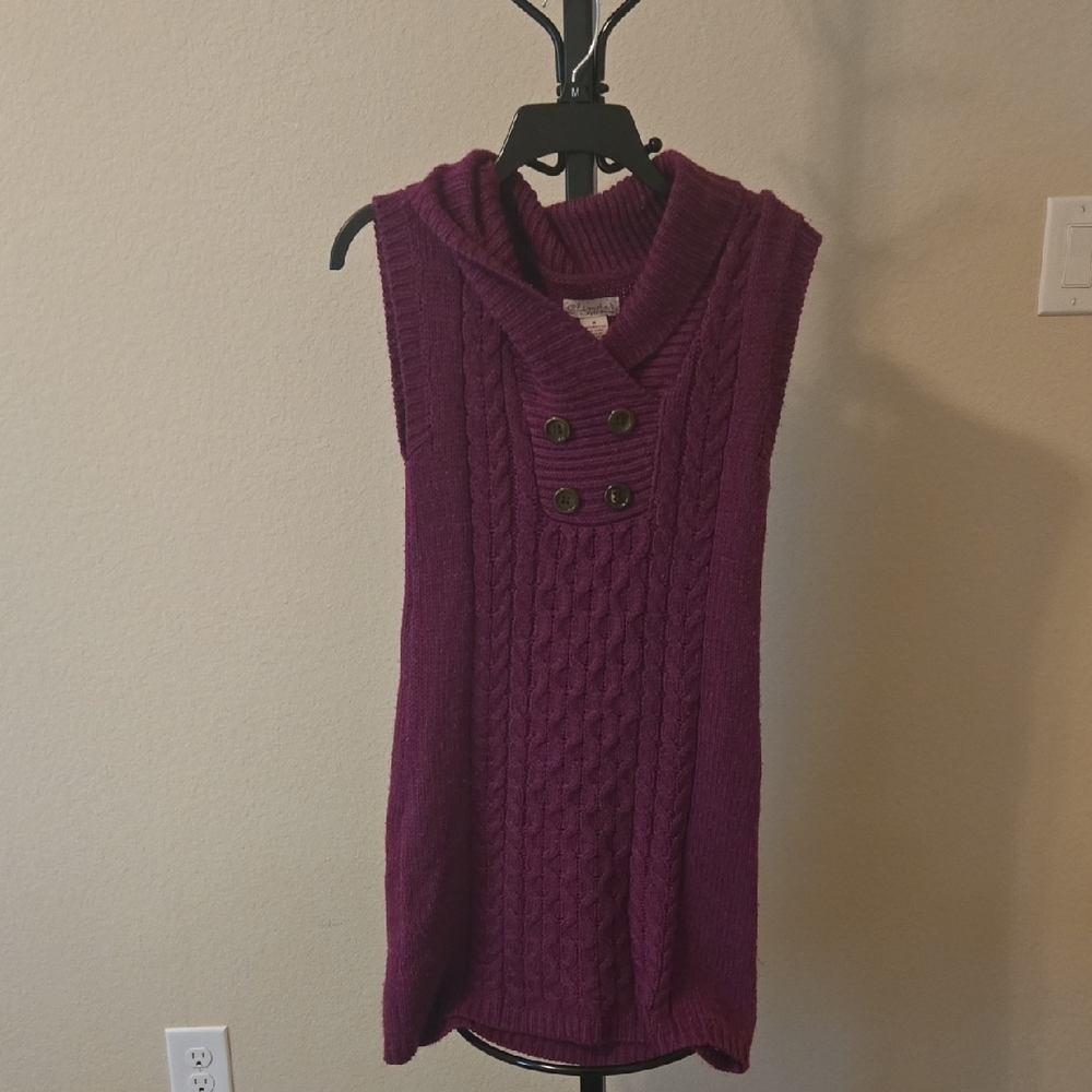 Purple Cowl Neck Cable Knit Sweater